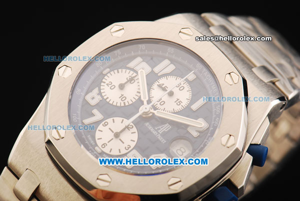 Audemars Piguet Royal Oak Offshore Blue Themes Swiss Valjoux 7750 Automatic Movement Full Steel with Blue Dial and White Arabic Nunmerals - Run 12@Sec - Click Image to Close